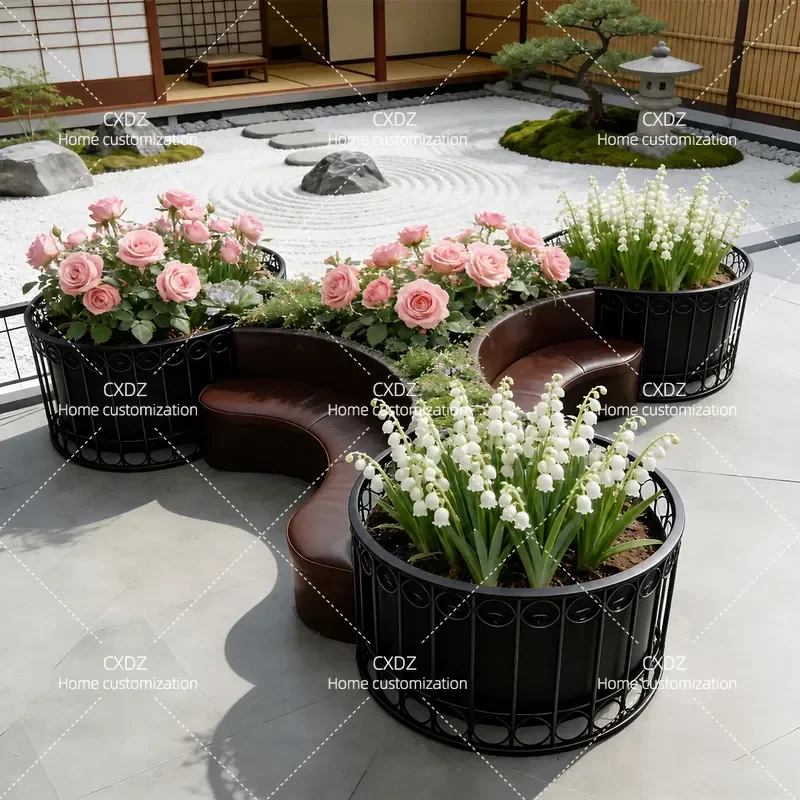 Outdoor Flower Box Sofa Combination Square Commercial Street Courtyard Garden Leisure Seat Landscape Sofa Flower Bed