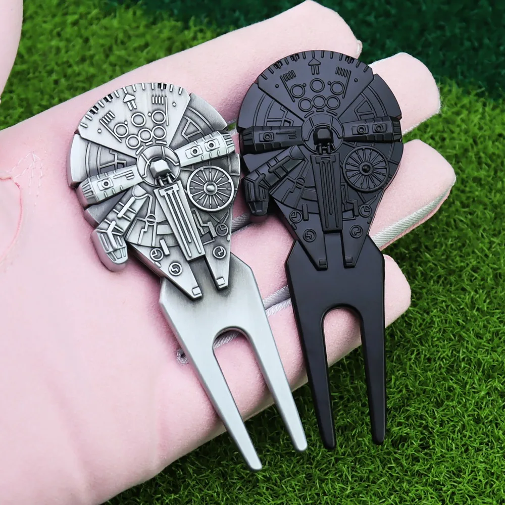 Golf Accessories Spacecraft Golf Green Fork Zinc Alloy Magnetic Golf Ball Fork Multifunctional Portable Divot Fork Bottle Opener