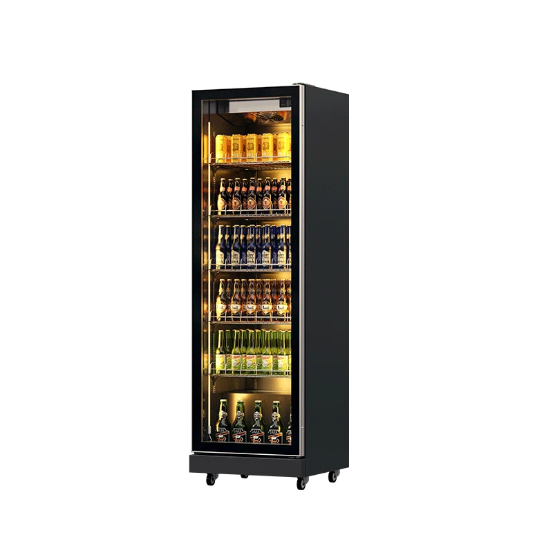 

One-stop Custom Upright Single Door Beer Display Refrigerator Commercial Beer Chiller Fridge Glass Door Cooler