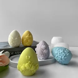 3D Creative Easter Eggs Silicone Mold DIY Flower Butterfly Egg Aroma Candle Plaster Ornaments Mould Easter Decor Crafts Molds