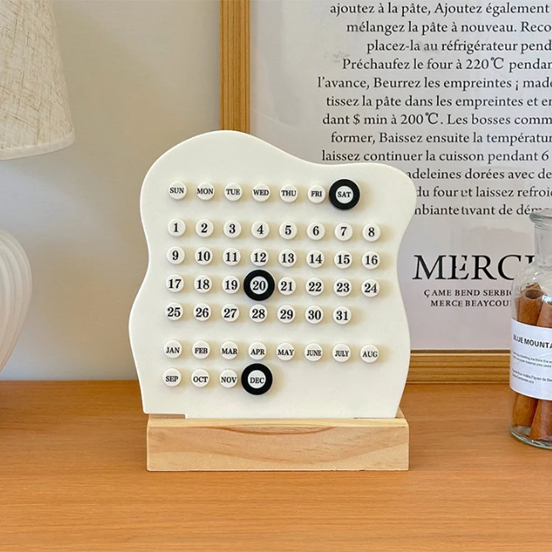 1pc Adjustable Week Month Date Display Calendar Montessori Calendar Wood Perpetual Calendar Cute Desk Calendar Home Office Desk