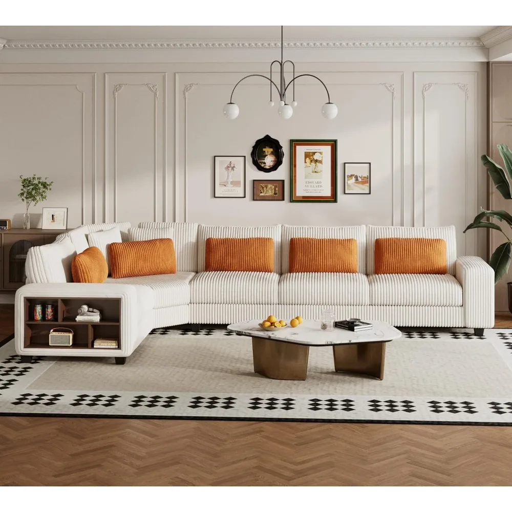 

Sectional Sofa Couches Living Room - 142''Large Modern Modular 5 Seat Convertible Couch,With Deep Seat,Upholstered Couches