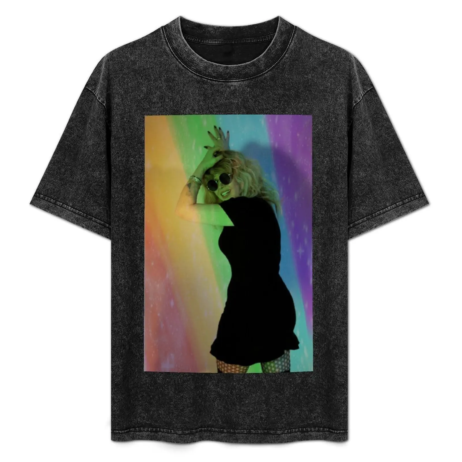 

Natasha Lyonne Rainbow Mixed Media T-Shirt Luxury man oversized topping rapper graphic tees plain black t shirts men