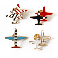 Creative Cartoon Airplane Letter Metal Brooch World Traveler Fashion Retro Simple Badge Charm Clothing Ornament