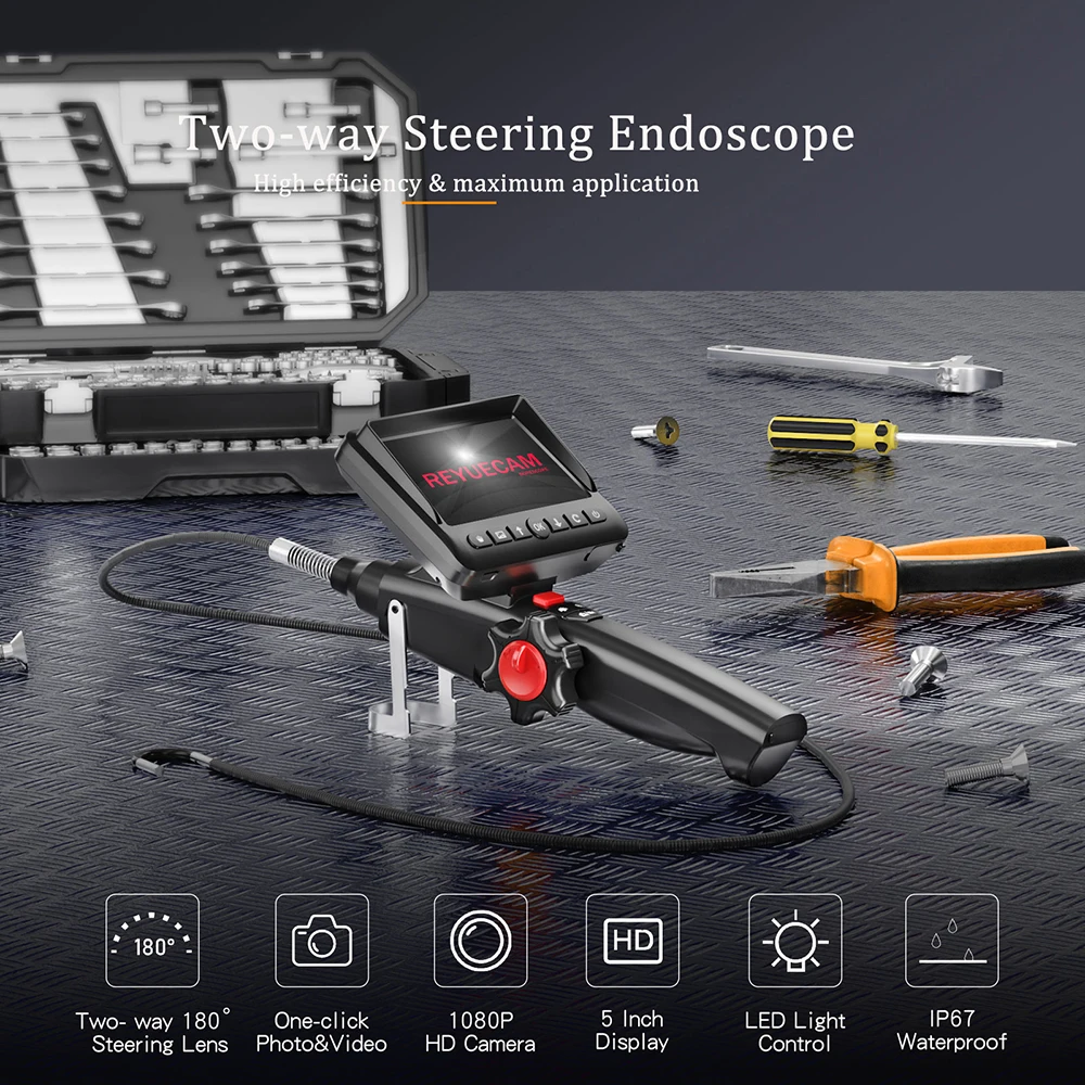 Imagem -05 - Reyuecam Articulação Câmera Endoscópio Boroscópio Industrial 210 Graus Direção Way 3.9 mm