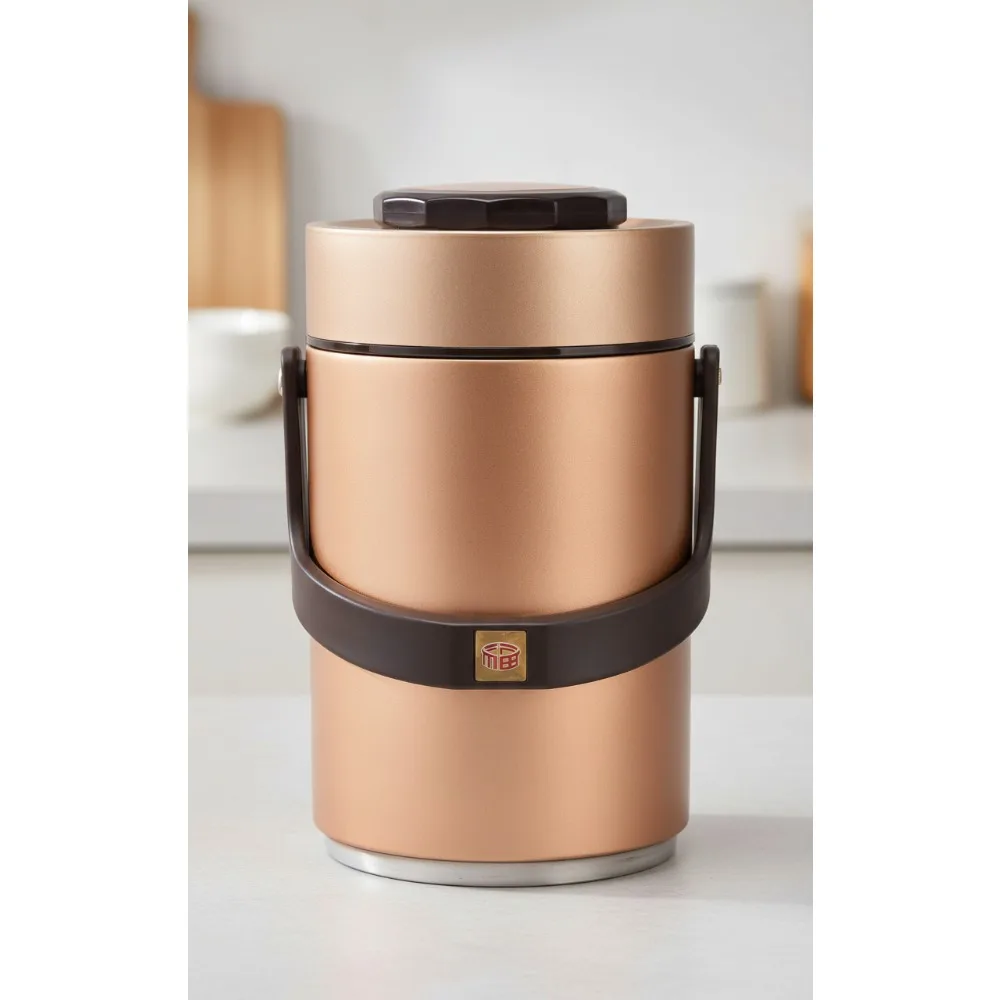 

2.3L Vacuum Insulated Food Flask 304 Stainless Steel 3-Layer Leak-Proof Lunch Box for Work Travel Picnic