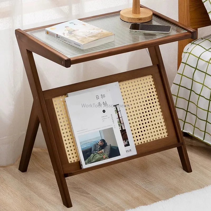 Z Shaped Side Table Creative Tea Coffee Table With Rack For Household Sofa Corner Living Room Bedroom