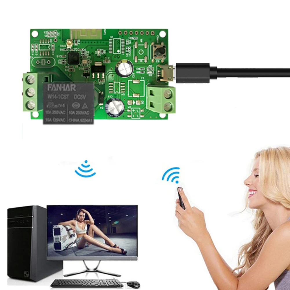 

DC12V/5-32V Беспроводной Wi-Fi интеллектуальный переключатель Модуль инчагирования/самоблокировки