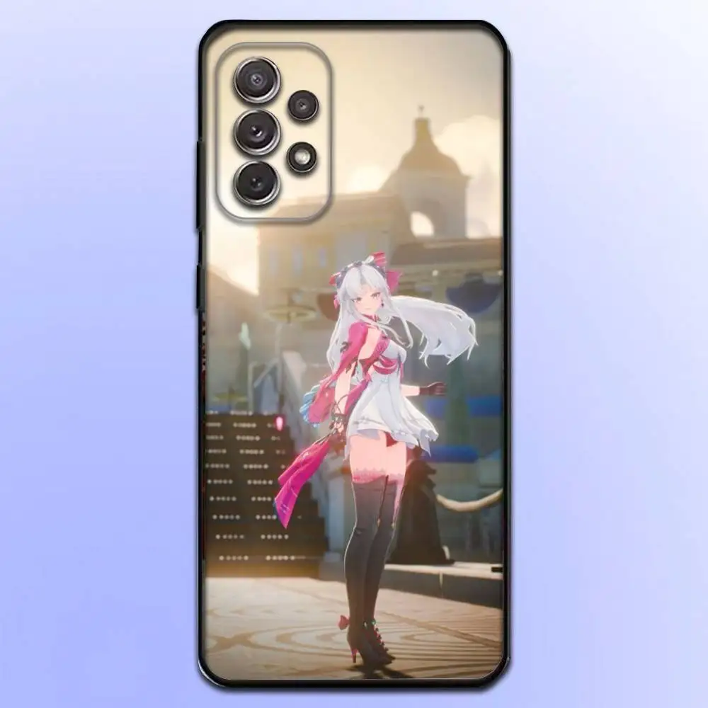 Casing Ponsel W-Wuthering Waves C-Carlotta untuk Samsung S 25,24,23,22,30,21,10,9,Ultra,Plus,Lite,FE,4,5 G Casing Hitam Lembut