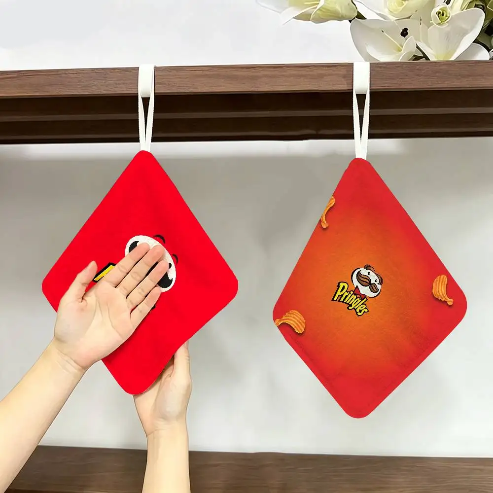 Fashion P-Pringles L-LLC Polyester Cotton Hand Wiping Towel, Hanging Design, Durable for Household Restaurant Toilet Use