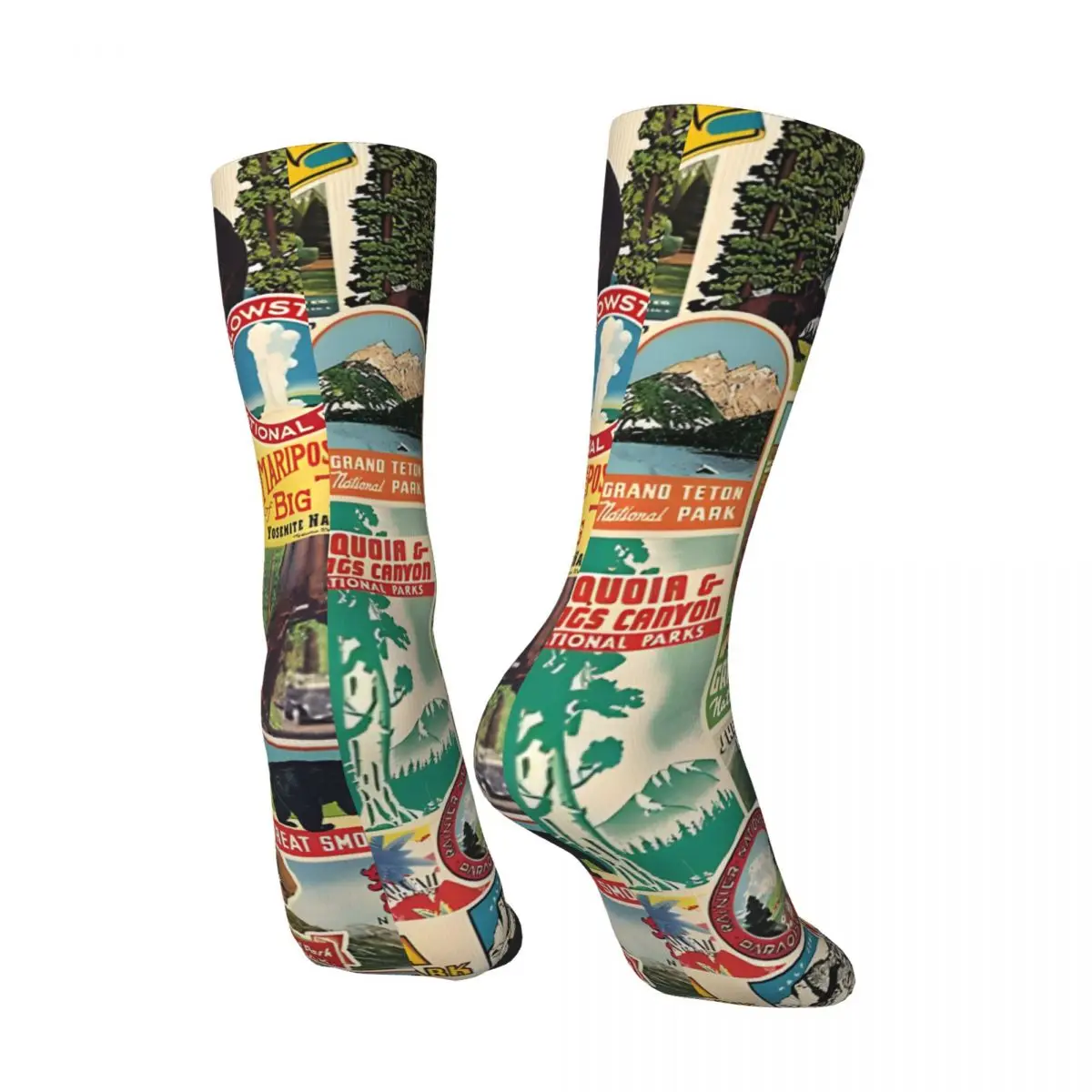 Retro National Parks Popular Visit Men's compression Socks Unisex Yellowstone Harajuku Seamless Printed Novelty Crew Sock