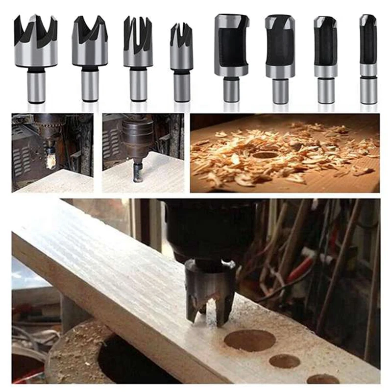 New 22-Pack Woodworking Chamfer Drilling Tools Drill Bits Set Wood Plug Cutter Three Pointed Countersink Drill Bits