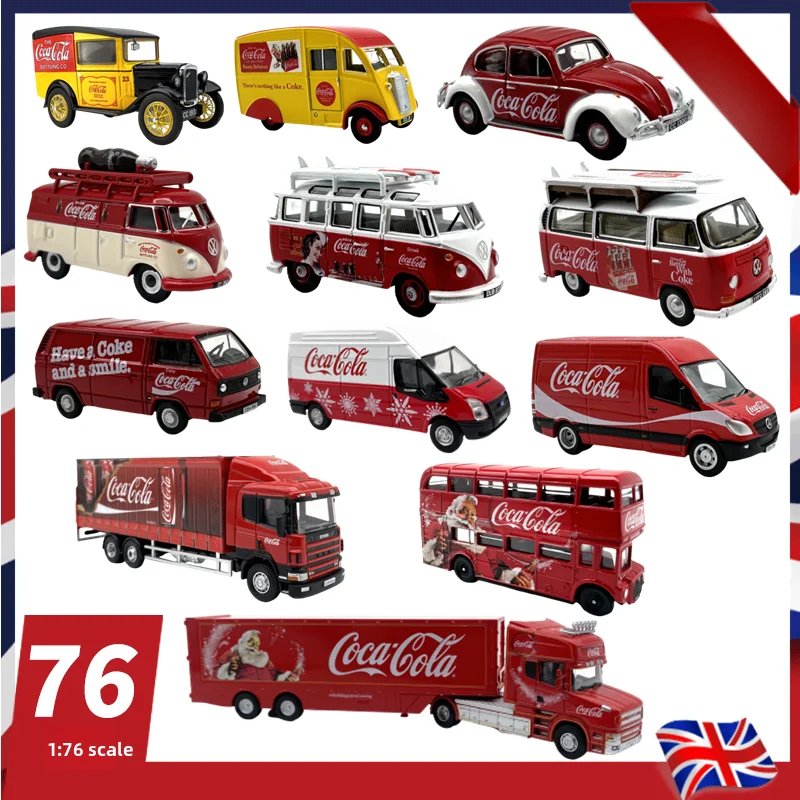 Oxford Alloy Car Model Coca-Cola Theme Simulation Collectible Desktop Decoration Vehicle Toy for Ages 14 And above