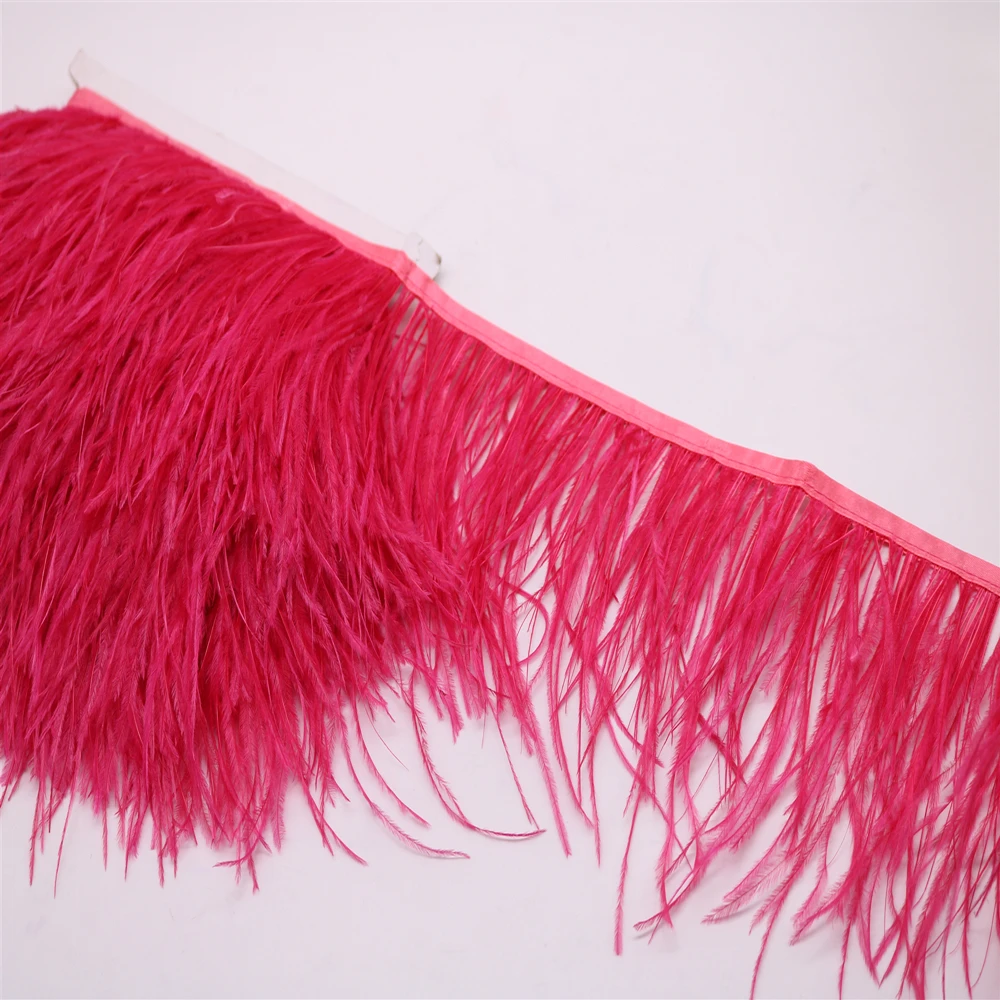 1 Meter 8-10cm Echte Straußenfeder-Borte, Langes Straußenfederband für Kleidung, Nähzubehör, Großhandel – Detail 6