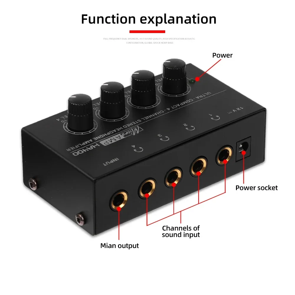 Migliori Offerte 4 Canali Mini o Amplificatore Per Cuffie Stereo HA400 Amplificatore Audio Ultra-Compact Con Adattatore di Alimentazione Adattatore Spina UE USA