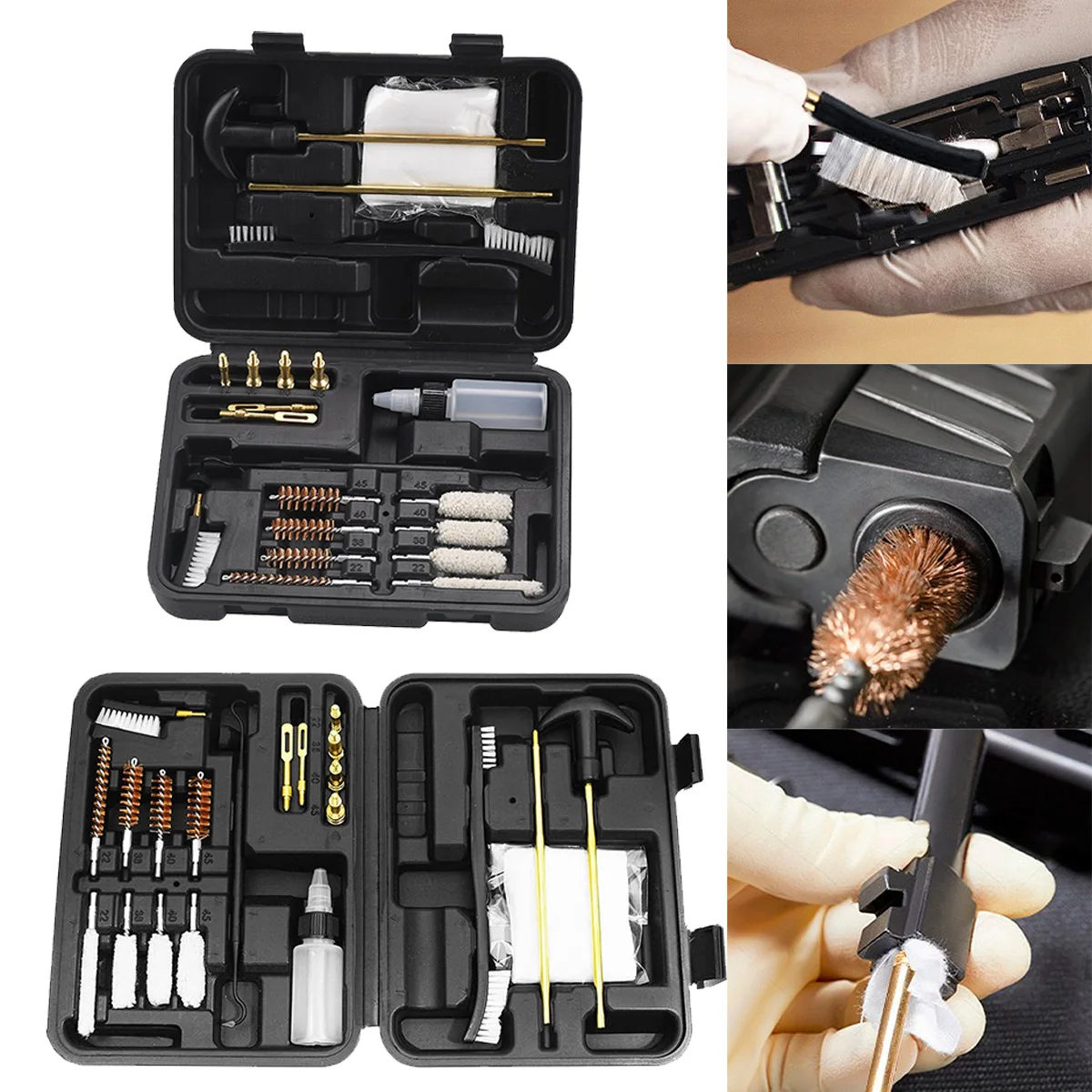 

Gun Cleaning Kit Barrel Brush Tool Patches Cotton 9mm Swabs Mat Set Universal Rod Hunting Accessories G19 M16 AR15 AK74