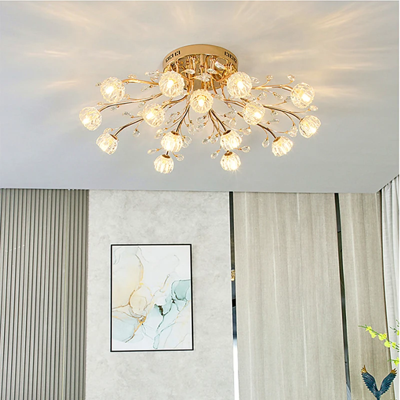 Modern LED Crystal Chandelier Living Room Bedroom Kitchen Indoor Lighting G9 Bulb Glossy Ceiling Lamp Factory Direct Sales