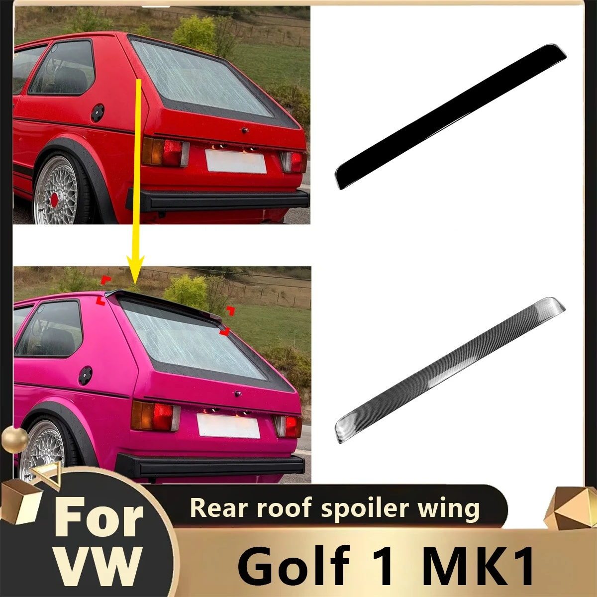 

For Volkswagen VW Golf 1 MK1 Tailgate Wing Body Kit Splitter Rear Trunk Wing Spoiler Decoration Tail Top Spoiler Auto Accessorie