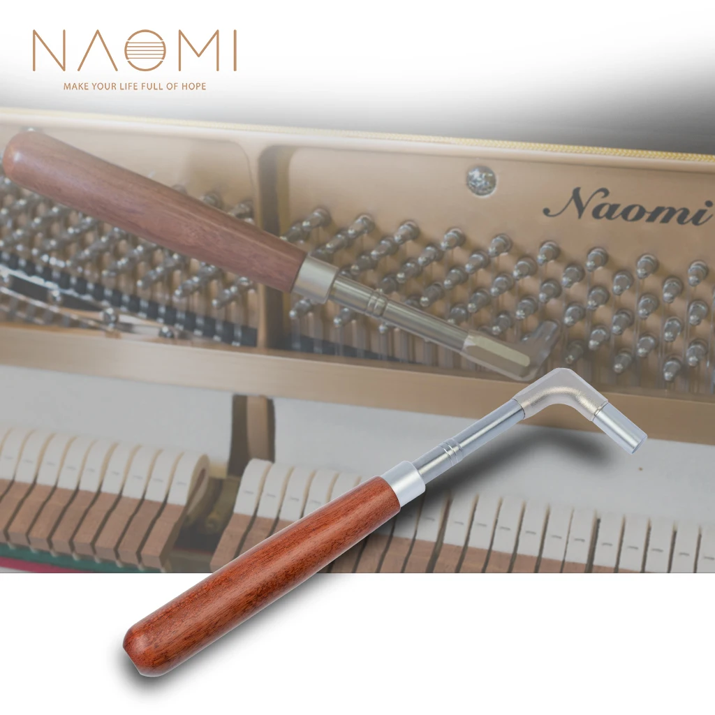 NAOMI Piano Tuning Hammer Wrench Tool Octagon Core Stainless Steel Hammer Straight Bar Rosewood Handle Piano Tuning Tool #1107A