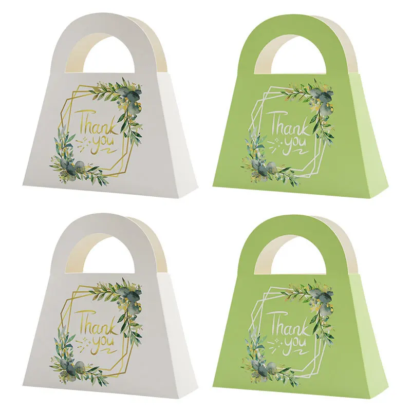 

50 шт., подарочная коробка «Спасибо», свадебная тема, бумажная коробка для конфет с ручкой