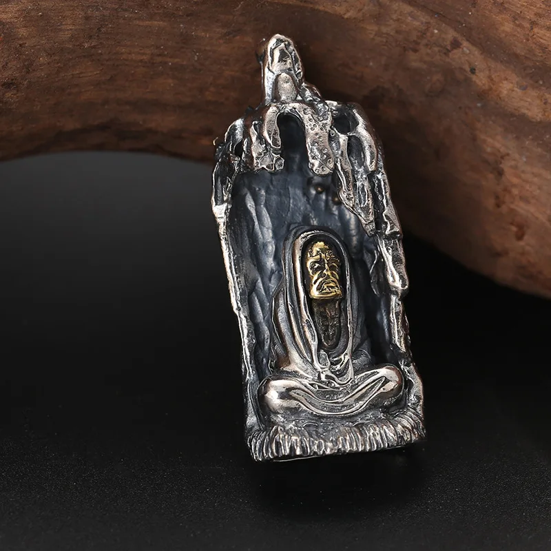 S925 Sterling Silver Old Man Pendant Black Color Trunk Tree Unisex Fine Jewelry FYNE430