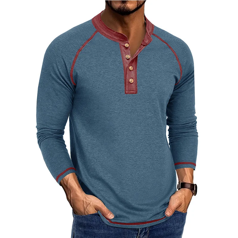 

2025 Autumn Winter Men's Long Sleeve Crew Neck T Shirt Basic Henley Shirt for Layering
