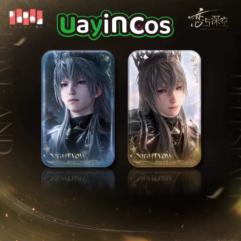 In stock Official Love and Deepspace Xavier Square Badge Brooch  King of Darknight Series Anime Accessories Game Toy Gifts Cospl