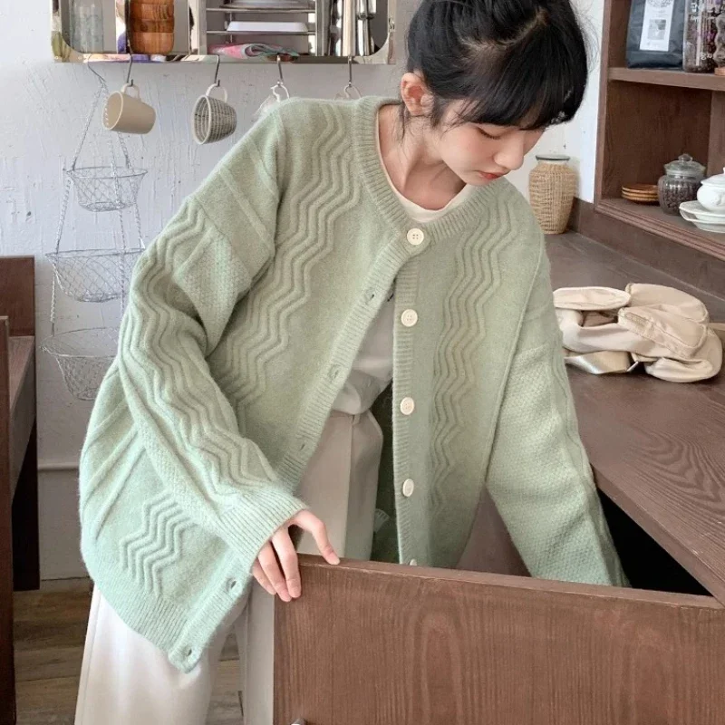 

Cardigan Women Gentle Stylish Knitted All-match Jacquard Design Chic Korean Fashion Autumn Winter Outwear Harajuku Elegant Ins