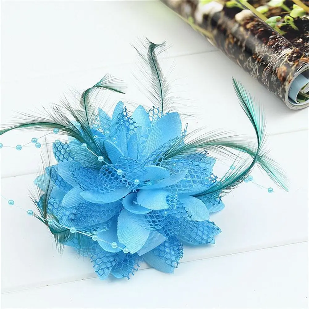 Latin Dance Performance Brooch Fascinator Wedding Hair Accessories Wrist Flower Bridal Hairpin Headdress Feathers Hair Clip