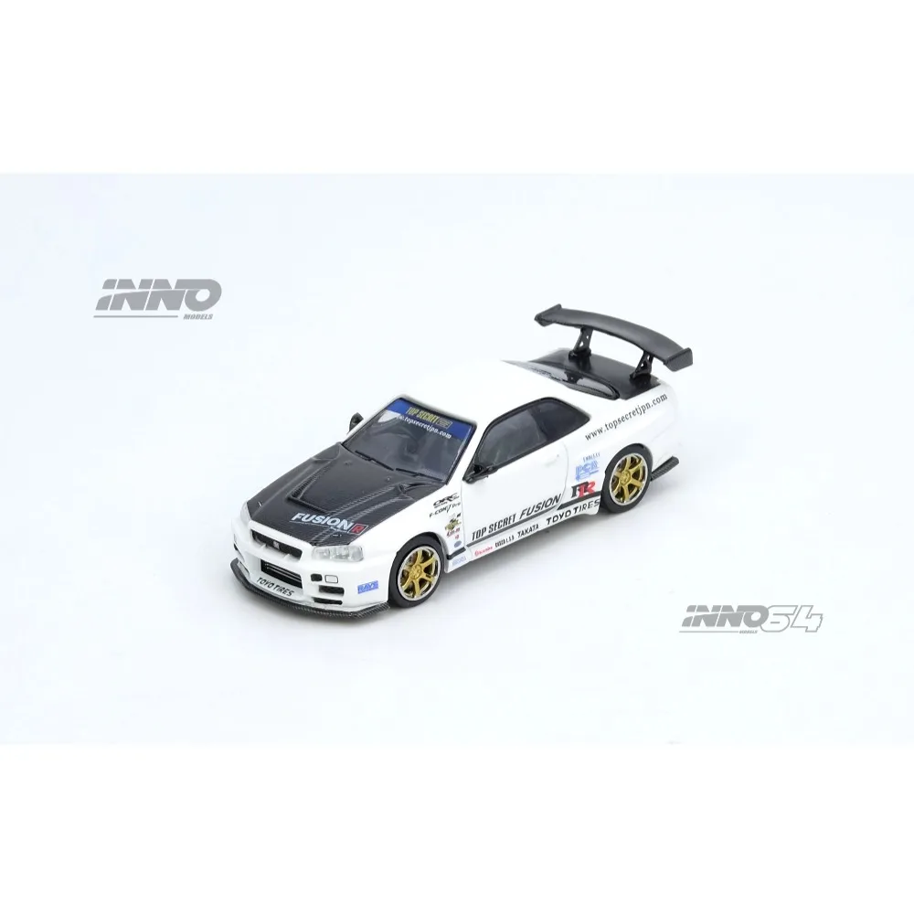 Przedsprzedaż INNO 1/64 Model Samochodu z Odlewu TOP SECRET R34 GT-R Biały Wersja Limitowana High Performance Prezent dla Chłopców i Dorosłych
