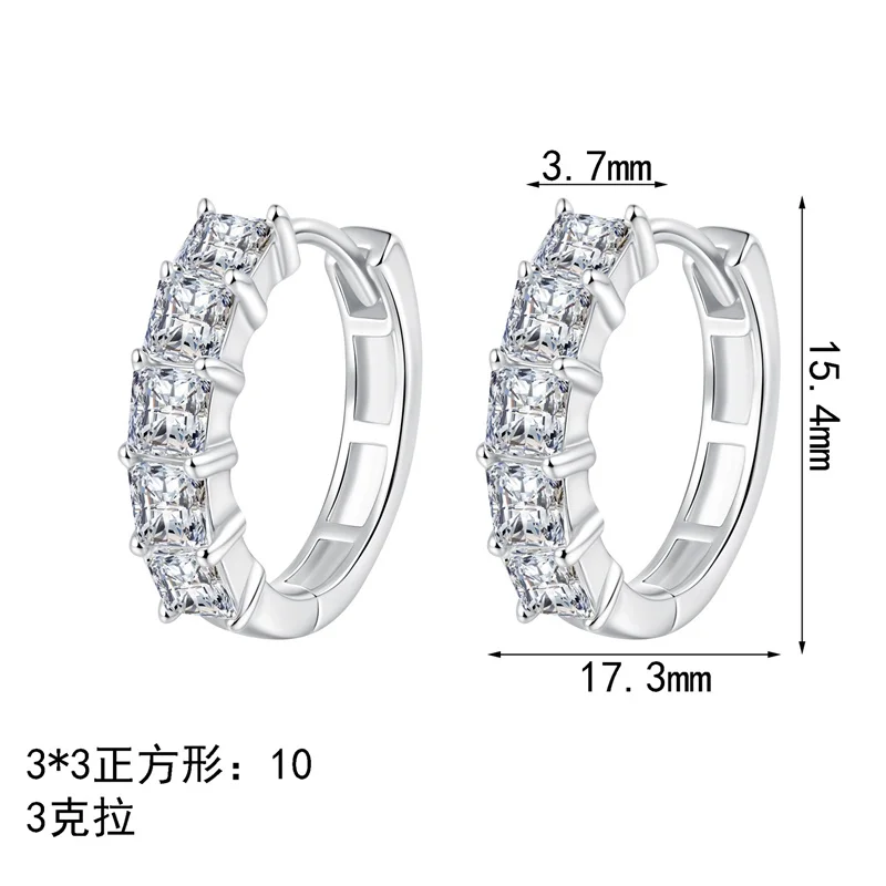 

ZFSILVER модные модные классические серьги из серебра 925 пробы с муассанитом, круглые квадратные серьги для подвесок, женские аксессуары, ювелирные изделия, подарки AZ1333-E