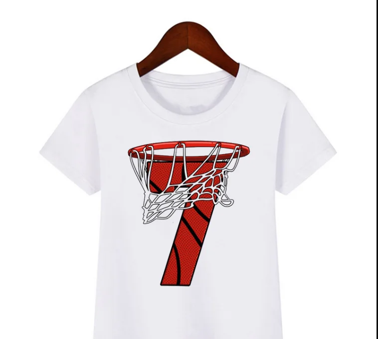 T-shirt dziecięcy nowa zabawna koszykówka numer urodzinowy bluza prezent urodzinowy odzież dla dzieci letnie chłopięce t-shirty topy