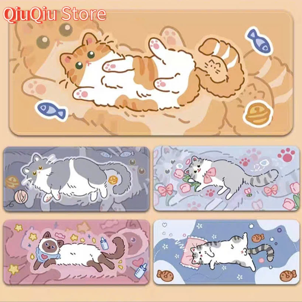 LARGE SIZE Mouse Pad with CUTE CAT PATTERN - Anti-Slip Rubber Base, 3MM THICK, SUPER SMOOTH