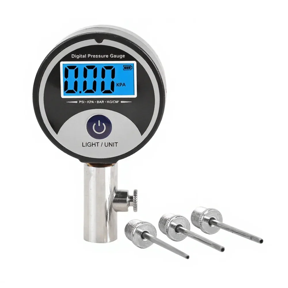 Ball Pressure Tester for Football Basketball Volleyball with 4-Unit Digital Readout LCD Screen and Side Air Release Button