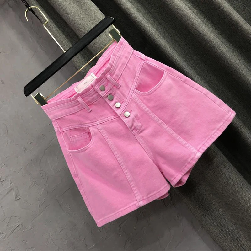 

Summer High Waist Loose Wide Leg Pink Denim orts Women's 2023 New Sle A-Line Pants Casual Versatile Faionable orts