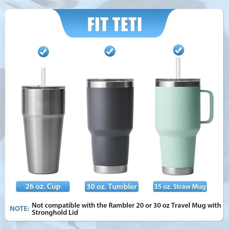 A74E-غطاء بديل مع قش (30 أونصة) لـ YETI وغطاء لكوب Rambler 26 أونصة، عبوة من كوب 30 أونصة، كوب من القش 35 أونصة