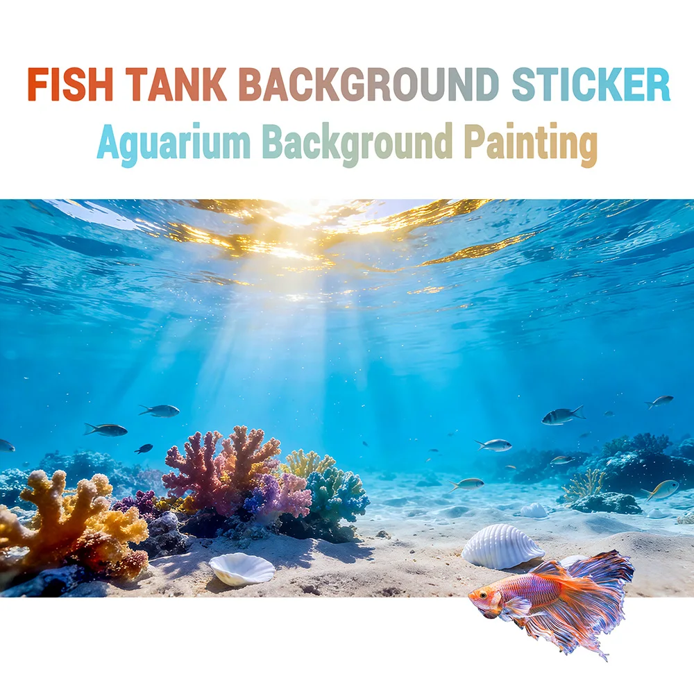 Underwater Worldl, Fish Tank Background Painting, Aquarium Sticker, Front Self-Adhesive, Fish Tank Landscaping Decor