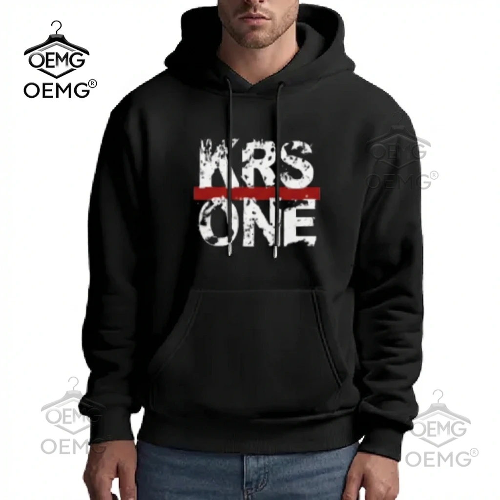 

Мужская толстовка оверсайз с ретро-принтом из полиэстера, с графическим принтом KRS ONE, удобная повседневная толстовка большого размера