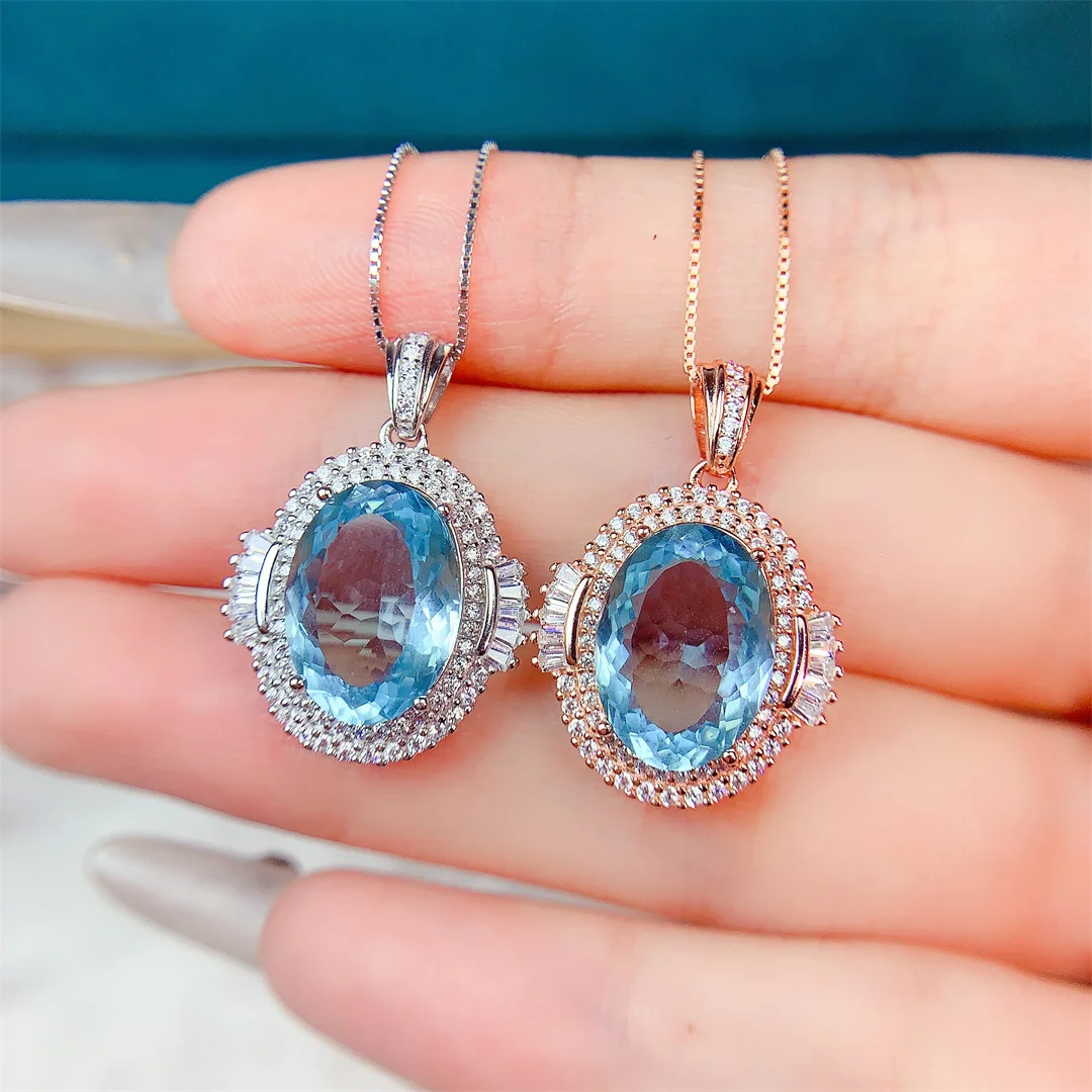 

Exquisite Natural Topaz Pendant Necklace - Sterling Silver S925 ElegantLuxurious Jewelry for Gift Giving