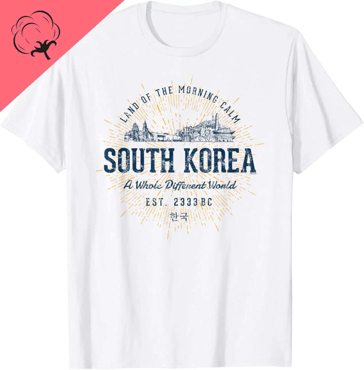 Retro Style Vintage South Korea T-Shirt Print Original Design Gifts T Shirt Cotton Unisex Summer Streetwear Tops Camiseta Hombre