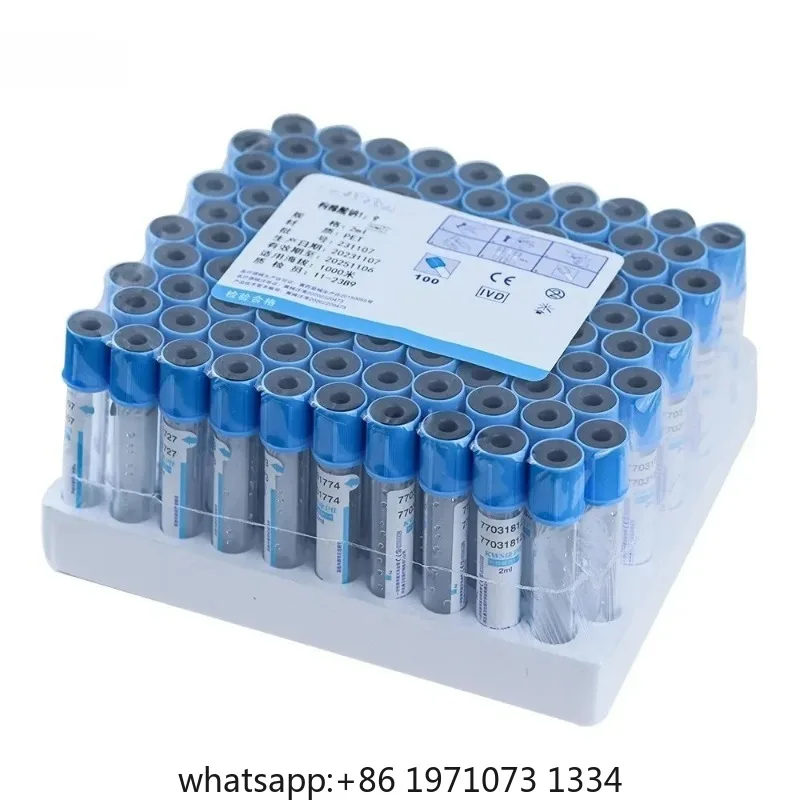 Disposable Sodium Citrate 1：9 Sterile Vacuum Blood Collection Tube 10ml/5ml/2ml Veterinary 100pcs Plastic Sampling Tube