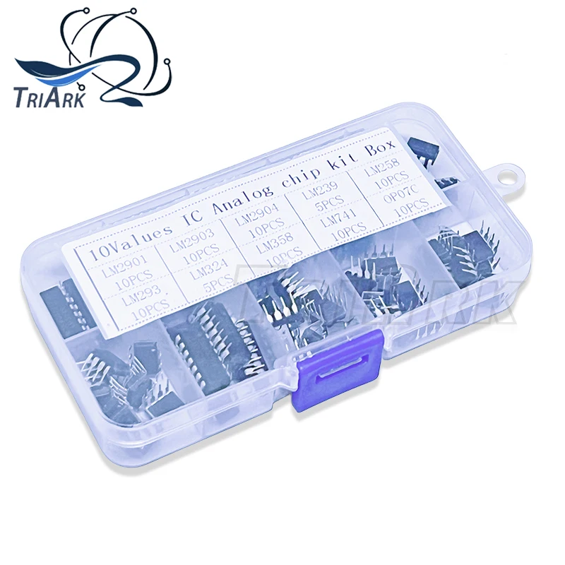 90 sztuk/zestaw układ scalony IC zestaw kombinowany LM2901 LM2903 LM2904 LM239 LM258 LM293 LM324 LM358 LM741 OP07C IC analogowy chipBox