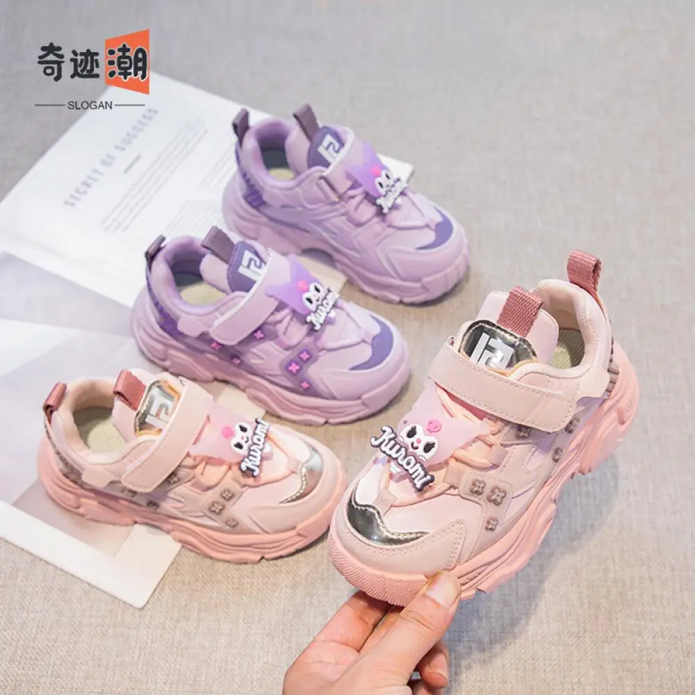 Anime Kawaii Kuromi Girls Plush Sneakers Sports Shoes Winter Spring Sanrios Cartoon Cute Shoes Non Slip Breathable Kids Gifts