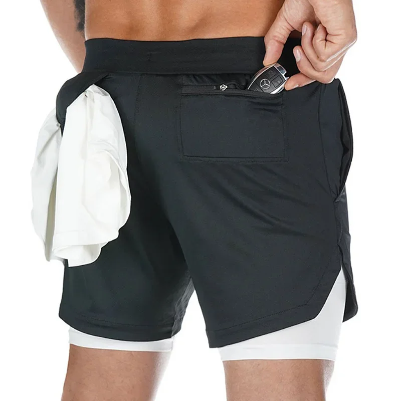 Men's 2 in 1 Double Layer Running Shorts Summer Quick Dry Gym Workout Training Fitness Basketball Streetwear Jogger Shorts