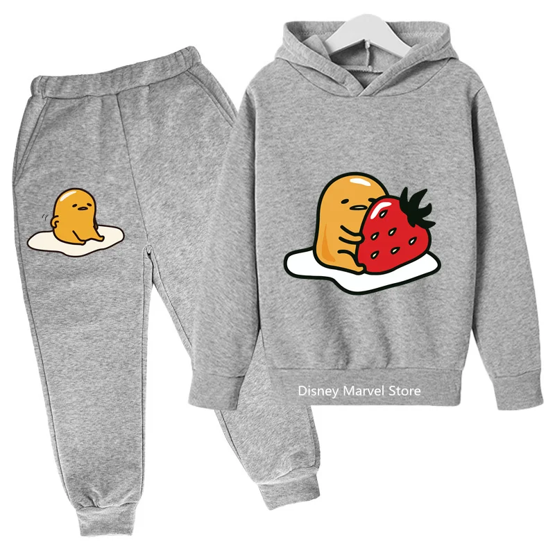 New Gudetama Kids Cartoon Comic Girls Casual Pullover Hoodie Set Boys Girls Clothing Students 4-14 Years Old Outdoor