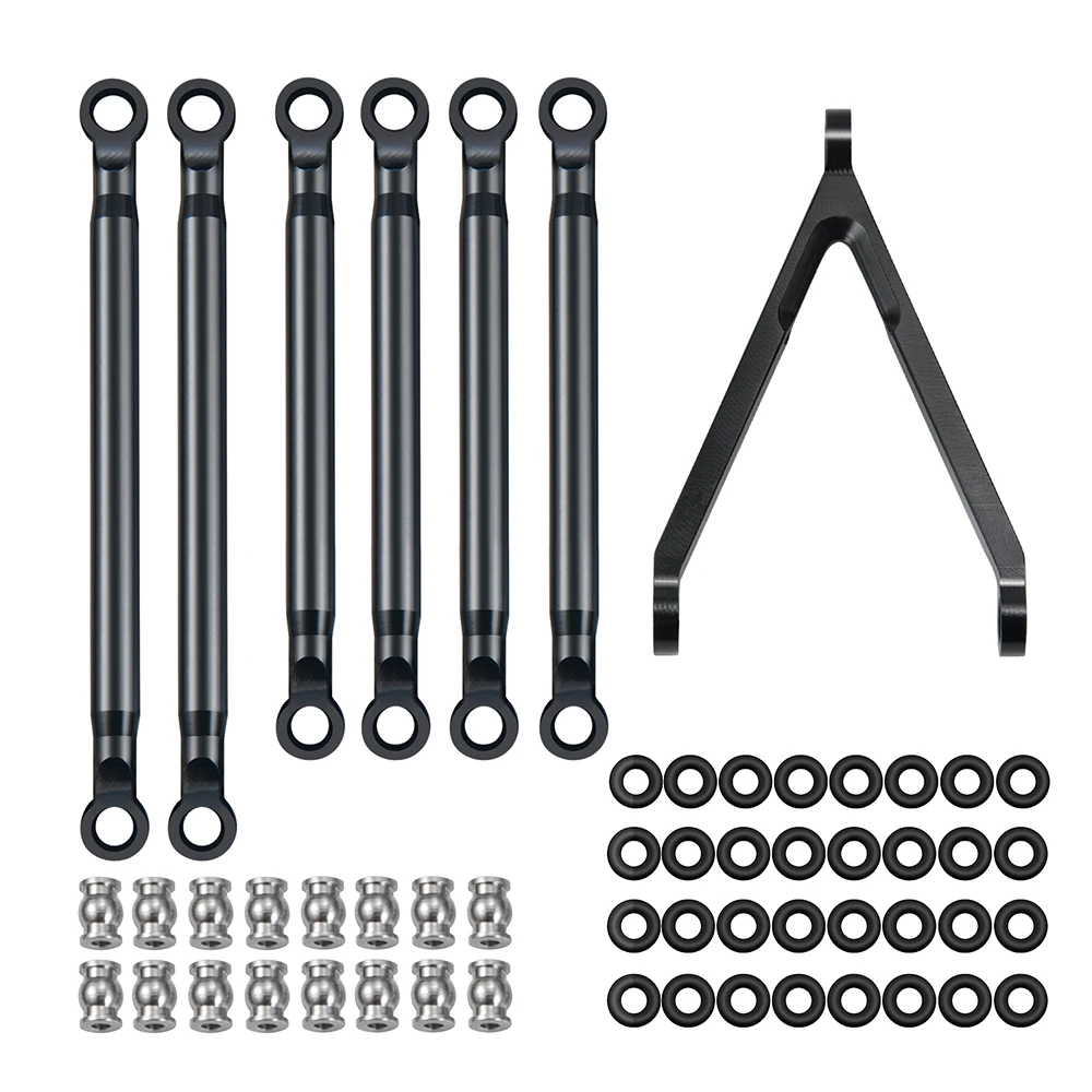 YEAHRUN 7Pcs/Set Aluminum Steering Link Set Linkage Rod Kit for Axial SCX24 C10 Wrangler Bronco 1/24 RC Crawler Car Model Parts