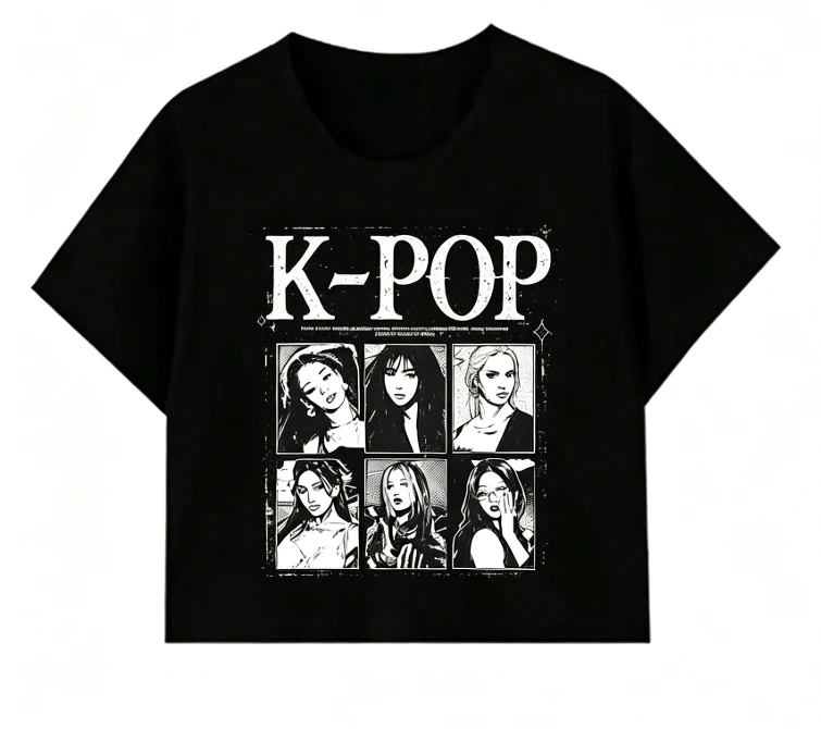 Summer fashion 3D character pattern printing T-shirt casual street top K-POP style