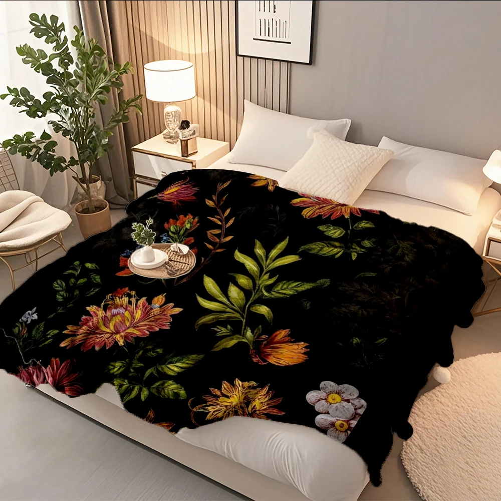 

Modern Comfort Flannel Blanket Floral Pattern A Diverse Premium Bedding Sherpa Throw With Ultra-soft Touch Hypoallergenic