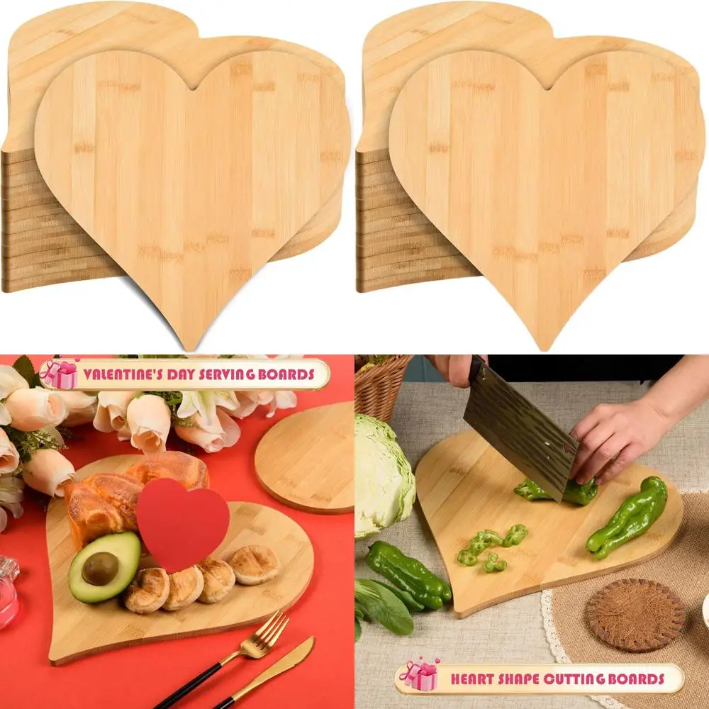 

Valentine's Bamboo Heart Charcuterie Board, 12.8x11.8x0.39, Engraved Serving Tray for Wedding & Housewarming Gifts