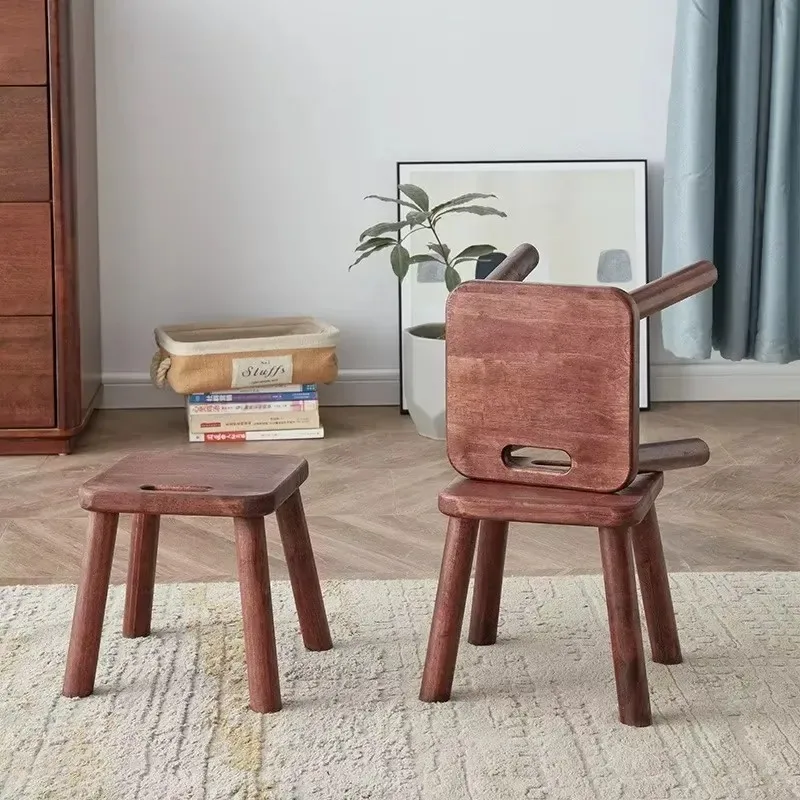 Nordic Style Small Solid Wood Stool Movable Coffee Table Shoe Changing Bench